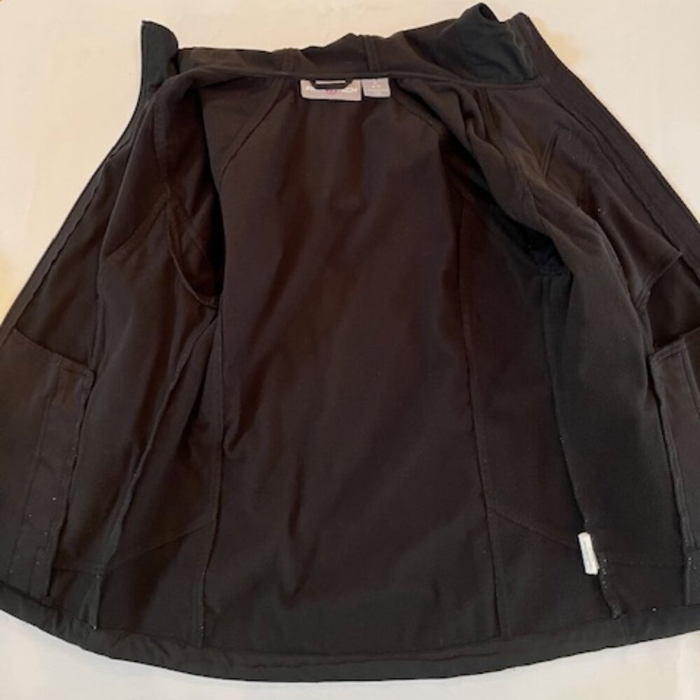 FREE TECH | Women's Softshell Jacket Black Hooded Zip Up Athletic Sz 8-10 -EUC - Picture 12 of 14